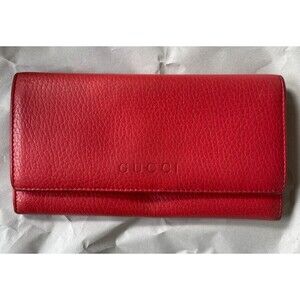 Gucci Wallet Bifold Long Leather Women’s One Size Red Authentic Designer Vintage